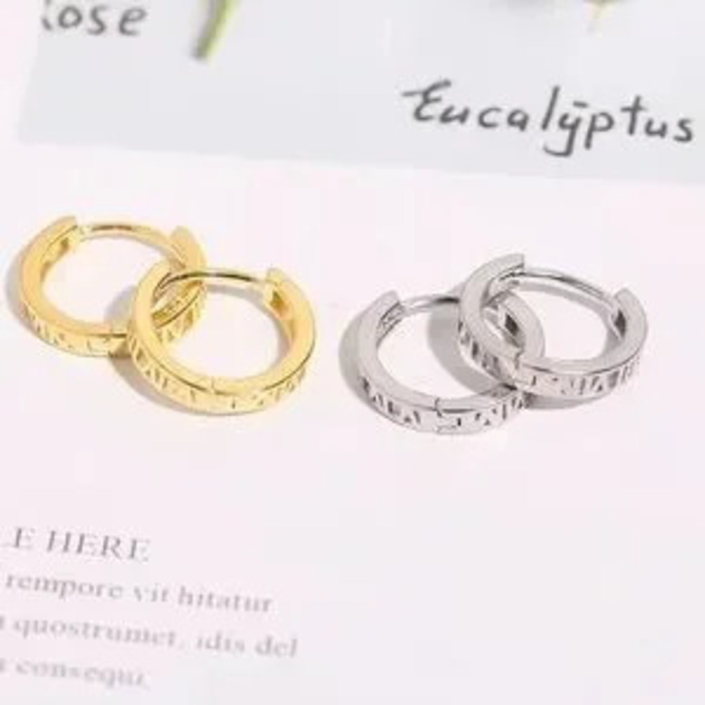 925 sterling Silver Gold Plated Roman Numeral Hoop Earrings